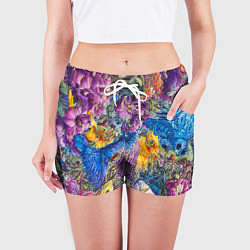 Шорты женские Абстрактный растительный паттерн - нейросеть, цвет: 3D-принт — фото 2