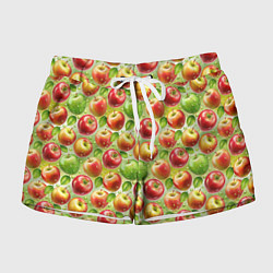 Шорты женские Натуральные яблоки паттерн, цвет: 3D-принт
