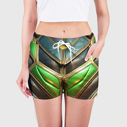Шорты женские Футуристичная объемная текстура из кожи, цвет: 3D-принт — фото 2