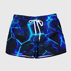 Женские шорты Яркие голубые неоновые плиты в разломе