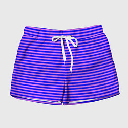 Женские шорты Сине-сиреневый в тонкую полоску