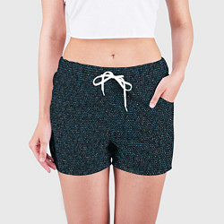 Шорты женские Мелкая мозаика чёрно-синий, цвет: 3D-принт — фото 2