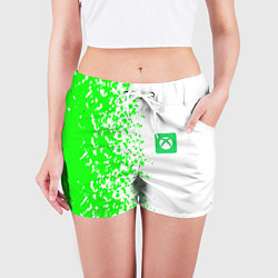 Шорты женские Xbox кислотные зеленые краски, цвет: 3D-принт — фото 2