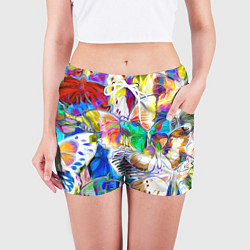 Шорты женские Живописные бабочки, цвет: 3D-принт — фото 2