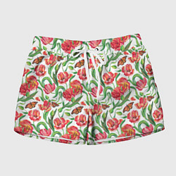 Женские шорты Красные тюльпаны
