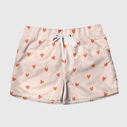 Шорты женские Разбросанные сердца - паттерн, цвет: 3D-принт