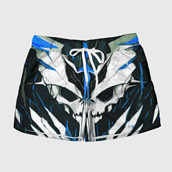 Женские шорты Абстрактный белый череп и синие полосы