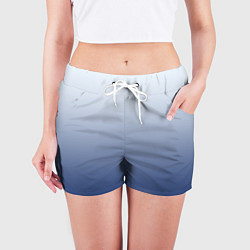 Шорты женские Бело синий градиент, цвет: 3D-принт — фото 2