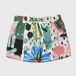 Женские шорты Цветы горошек абстракция