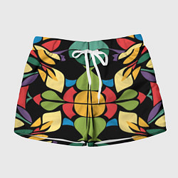 Женские шорты Калейдоскоп на темном фоне