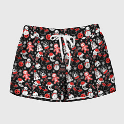 Шорты женские Кавайные чудаки на Рождество, цвет: 3D-принт