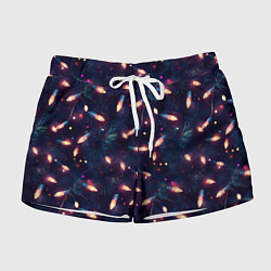 Женские шорты Паттерн новогодняя гирлянда