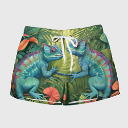 Шорты женские Влюбленные ящерицы, цвет: 3D-принт