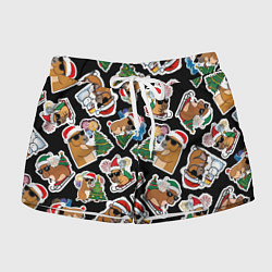 Женские шорты Новогодняя капибара с ёлкой