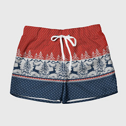 Женские шорты Новогодний вязаный узор