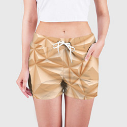 Шорты женские Бежевые полигональные фигуры, цвет: 3D-принт — фото 2