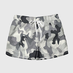 Шорты женские Бело-серый камуфляж, цвет: 3D-принт