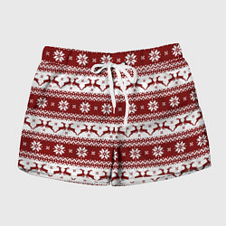 Шорты женские Скандинавский узор с оленями, цвет: 3D-принт