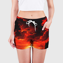 Шорты женские Багровый апокалиптический закат, цвет: 3D-принт — фото 2