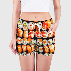 Шорты женские Большой сет роллов, цвет: 3D-принт — фото 2