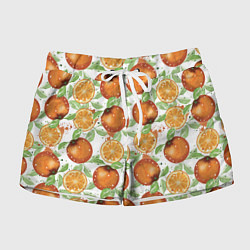 Шорты женские Сочные апельсины и дольки апельсинов, цвет: 3D-принт