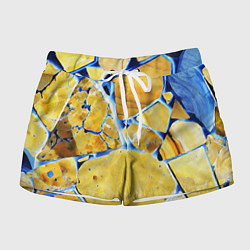 Шорты женские Жёлто-синяя абстракция, цвет: 3D-принт
