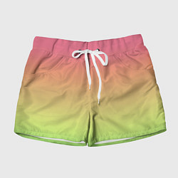 Женские шорты Градиент заря розово-зелёный