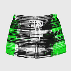 Женские шорты Горизонтальные чёрные линии на бело-зелёном фоне
