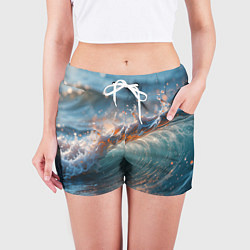Шорты женские Волна и блики солнца, цвет: 3D-принт — фото 2