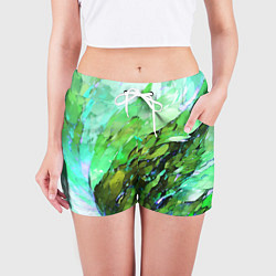 Шорты женские Зелёная абстракция, цвет: 3D-принт — фото 2