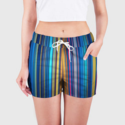 Шорты женские Яркие вертикальные линии, цвет: 3D-принт — фото 2