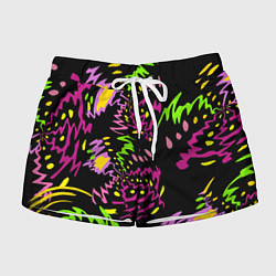 Женские шорты Яркие абстрактные круги-зигзаги