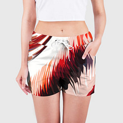 Шорты женские Чёрно-красные острые полосы на белом фоне, цвет: 3D-принт — фото 2