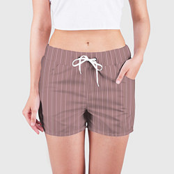 Шорты женские Пыльно-розовый в тонкую полоску, цвет: 3D-принт — фото 2