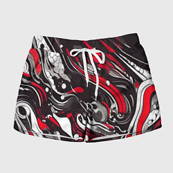 Шорты женские Красно-белые волны, цвет: 3D-принт