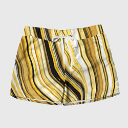 Женские шорты Волнистые вертикальные чёрно-жёлтые полосы