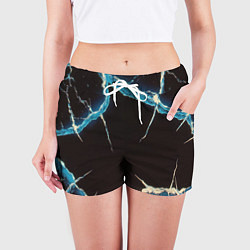 Шорты женские Разлом черного абстрактного стекла, цвет: 3D-принт — фото 2