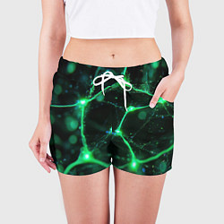 Шорты женские Зеленый нейроны, цвет: 3D-принт — фото 2