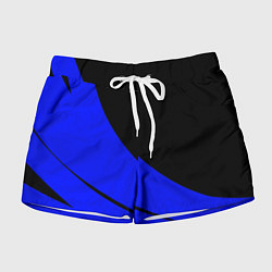 Женские шорты Чёрный с синим двуцветный с полосой