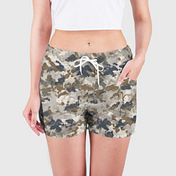 Шорты женские Светлый камуфляж, цвет: 3D-принт — фото 2