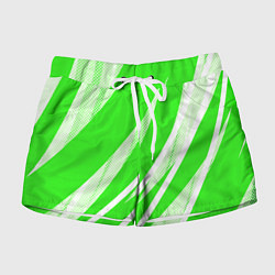 Женские шорты Яблочный зелёный абстракция с полосами