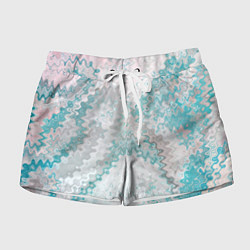 Шорты женские Серо-бирюзовый абстрактный, цвет: 3D-принт