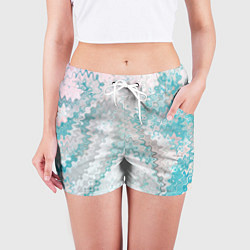 Шорты женские Серо-бирюзовый абстрактный, цвет: 3D-принт — фото 2
