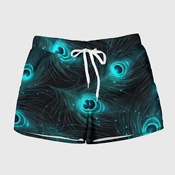 Женские шорты Светящиеся перья павлина паттерн