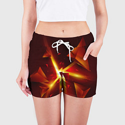 Шорты женские Трехмерный взрыв неоновых плит абстракция, цвет: 3D-принт — фото 2