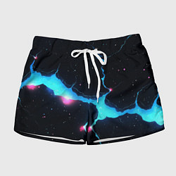Женские шорты Голубой разлом в черной текстуре