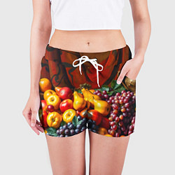 Шорты женские Фруктовый натюрморт, цвет: 3D-принт — фото 2