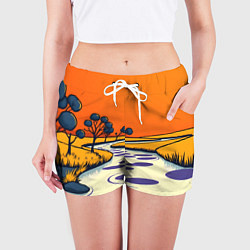 Шорты женские Арт с фантастическим пейзажем, цвет: 3D-принт — фото 2