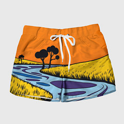 Шорты женские Пейзаж с фантастической природой, цвет: 3D-принт
