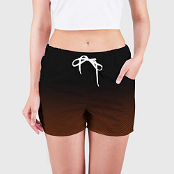 Шорты женские Градиент тёмный чёрно-оранжевый, цвет: 3D-принт — фото 2